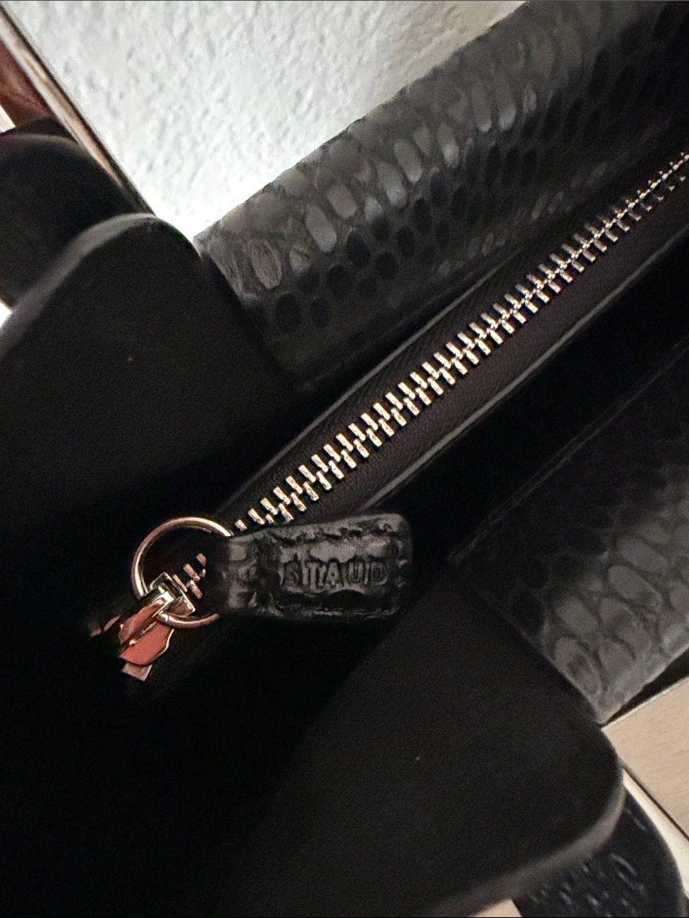 STAUD Black Snake Textured Square-Handle Crossbody - Picture 13 of 13